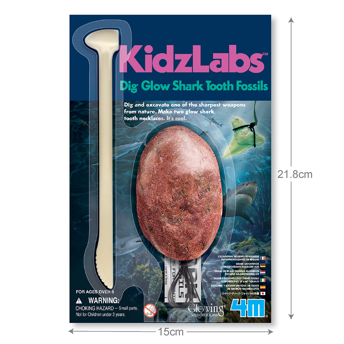 KidzLabs Dig Glow Shark Tooth Fossils